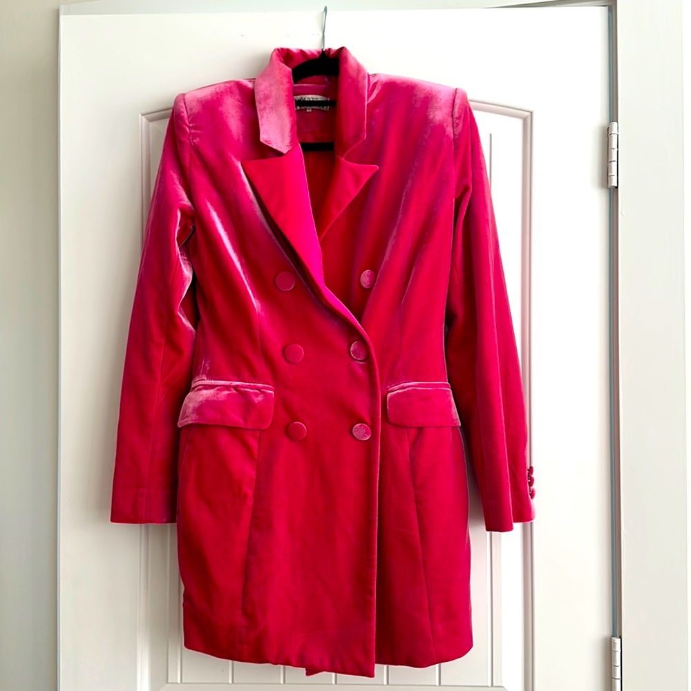 VelourPink Blazer Dress
